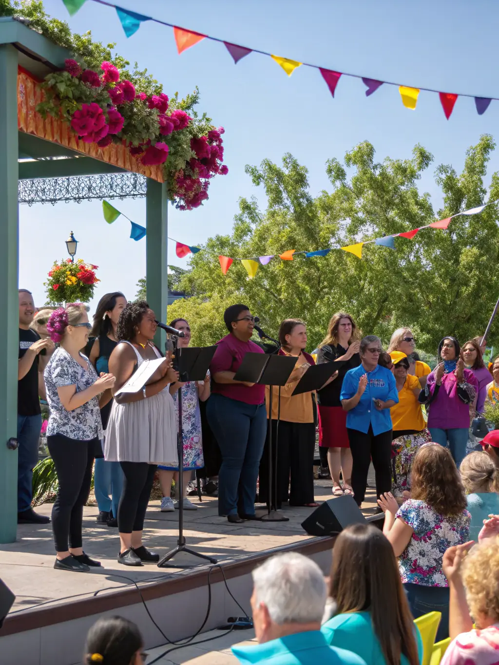 A group of diverse individuals participating in a CLE D'12 cultural initiative, highlighting the organization's commitment to musical diversity and community engagement.
