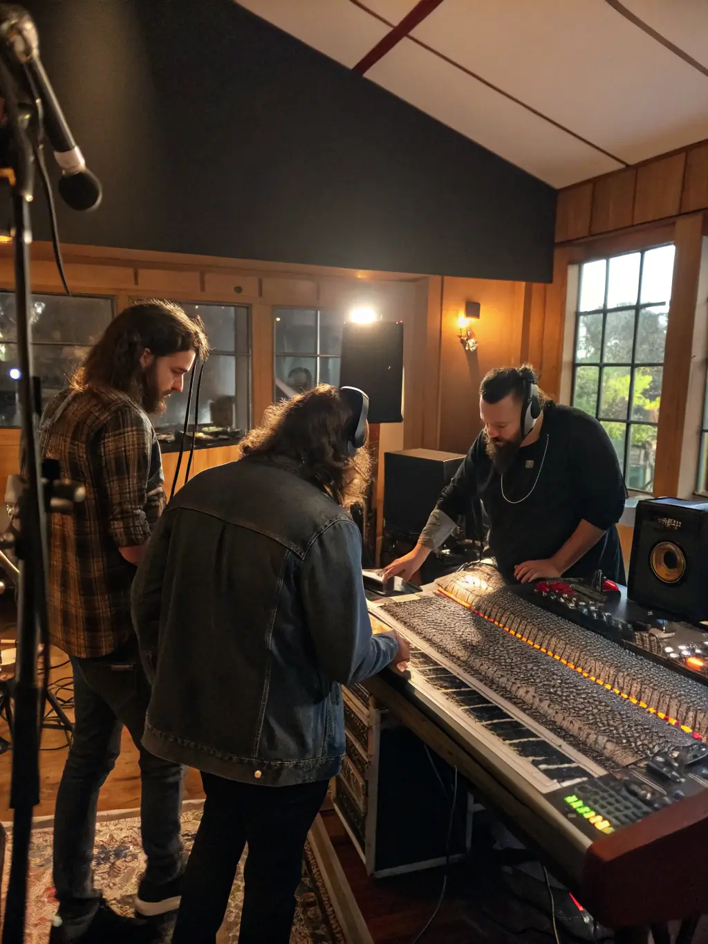 A picture of a recording session supported by CLE D'12, showing the technical aspects and creative process involved in producing contemporary music.
